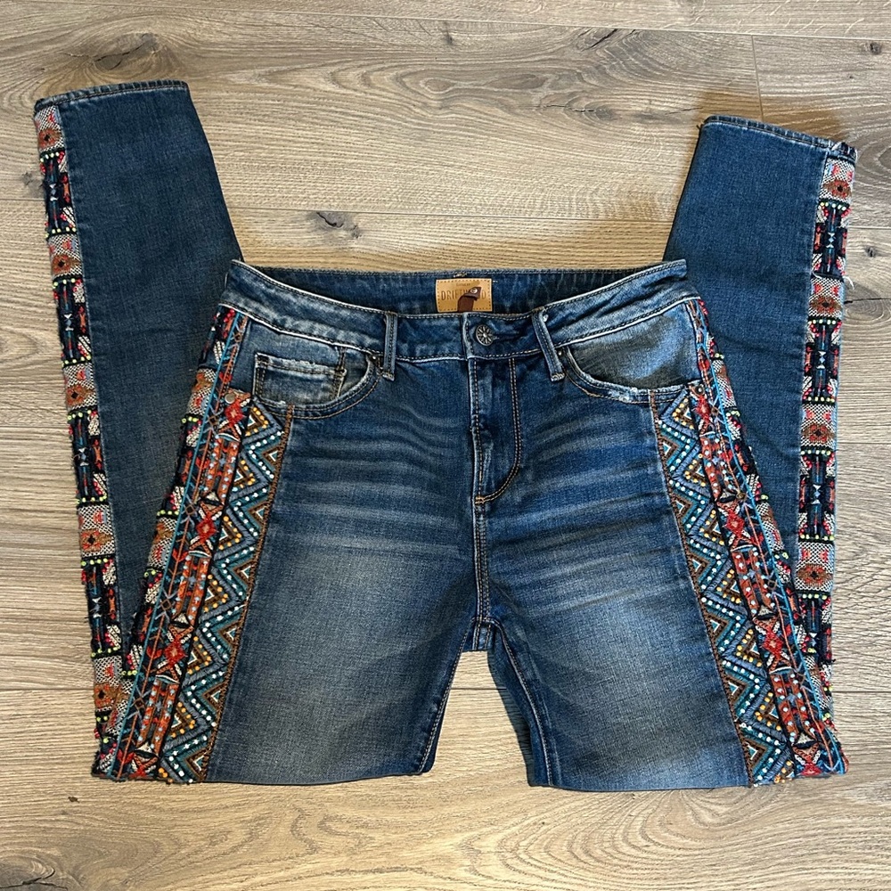 Driftwood Embroidered Beaded Jackie Skinny Jeans Size 26 - Picture 5 of 8